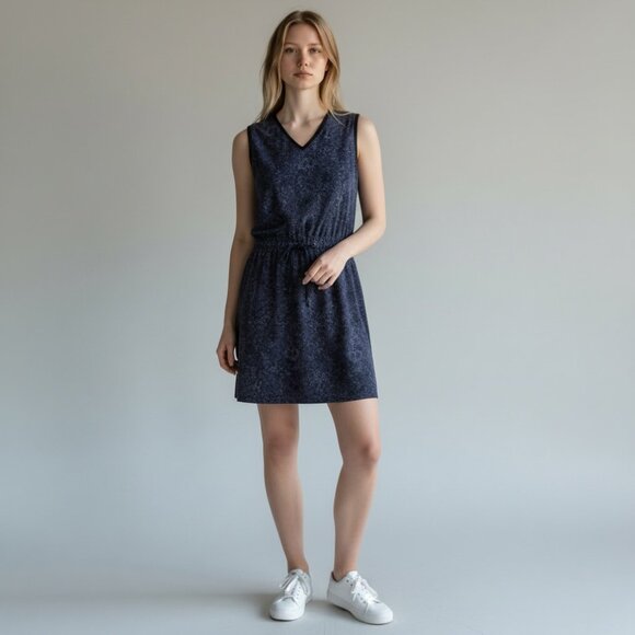Ideology Dresses & Skirts - Ideology Women's Blue Black Snake Print Dress Drawstring Waist Athleisure